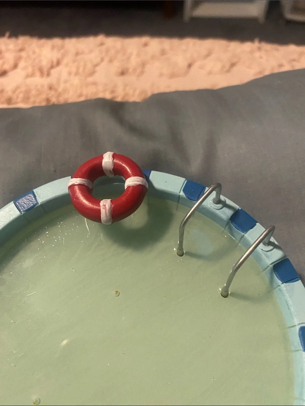 Ashland Light Blue and Dark Blue Mini Pool Coaster with Red Lifesaver
